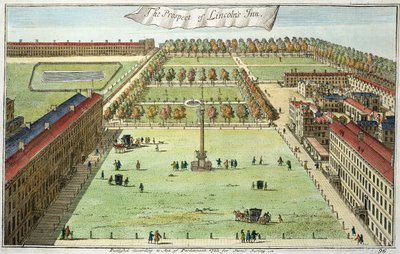 La Perspectiva de Lincolns Inn, para Stows Survey of London, pub. 1755 de English School